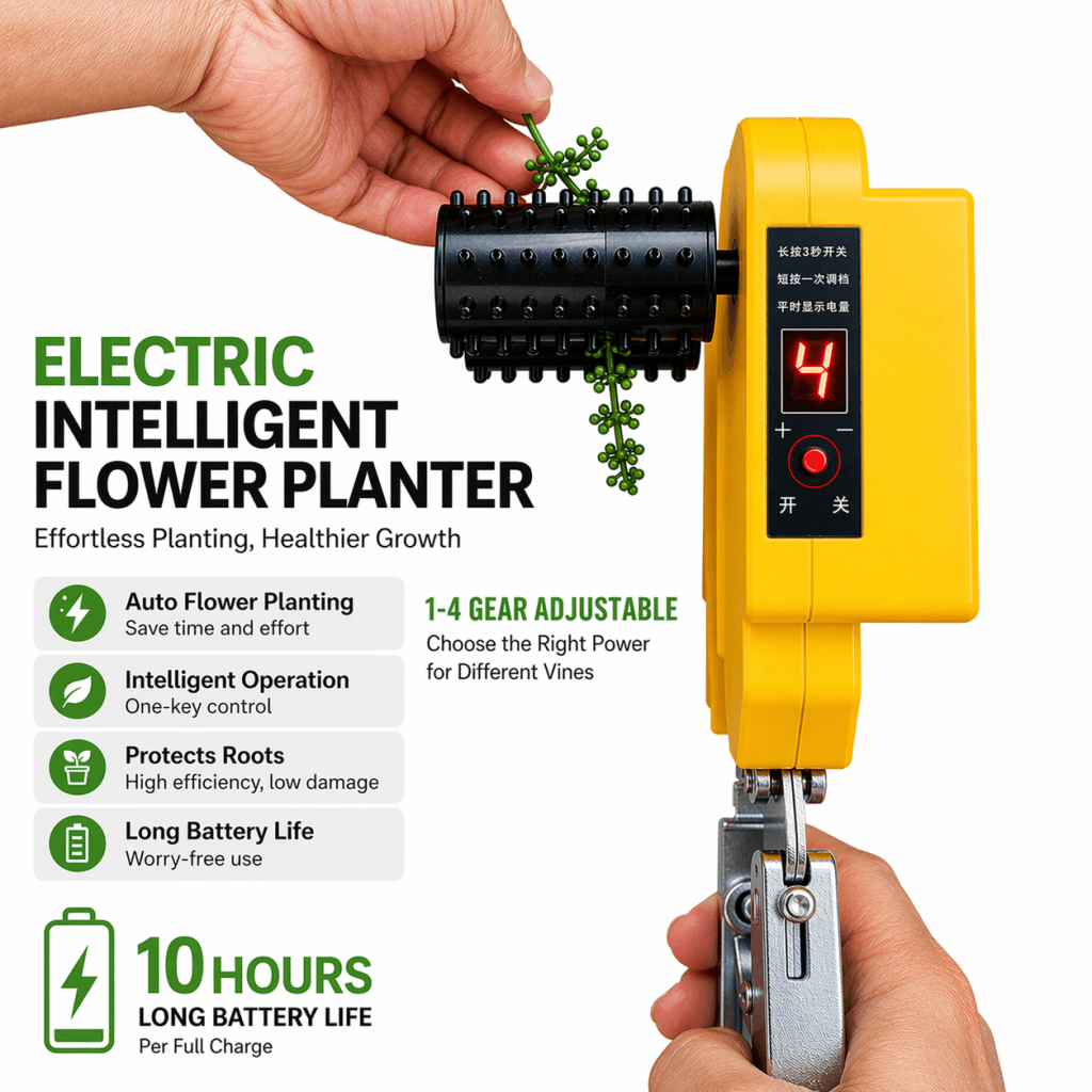electric intelligent flower thinner with digital display in vineyard