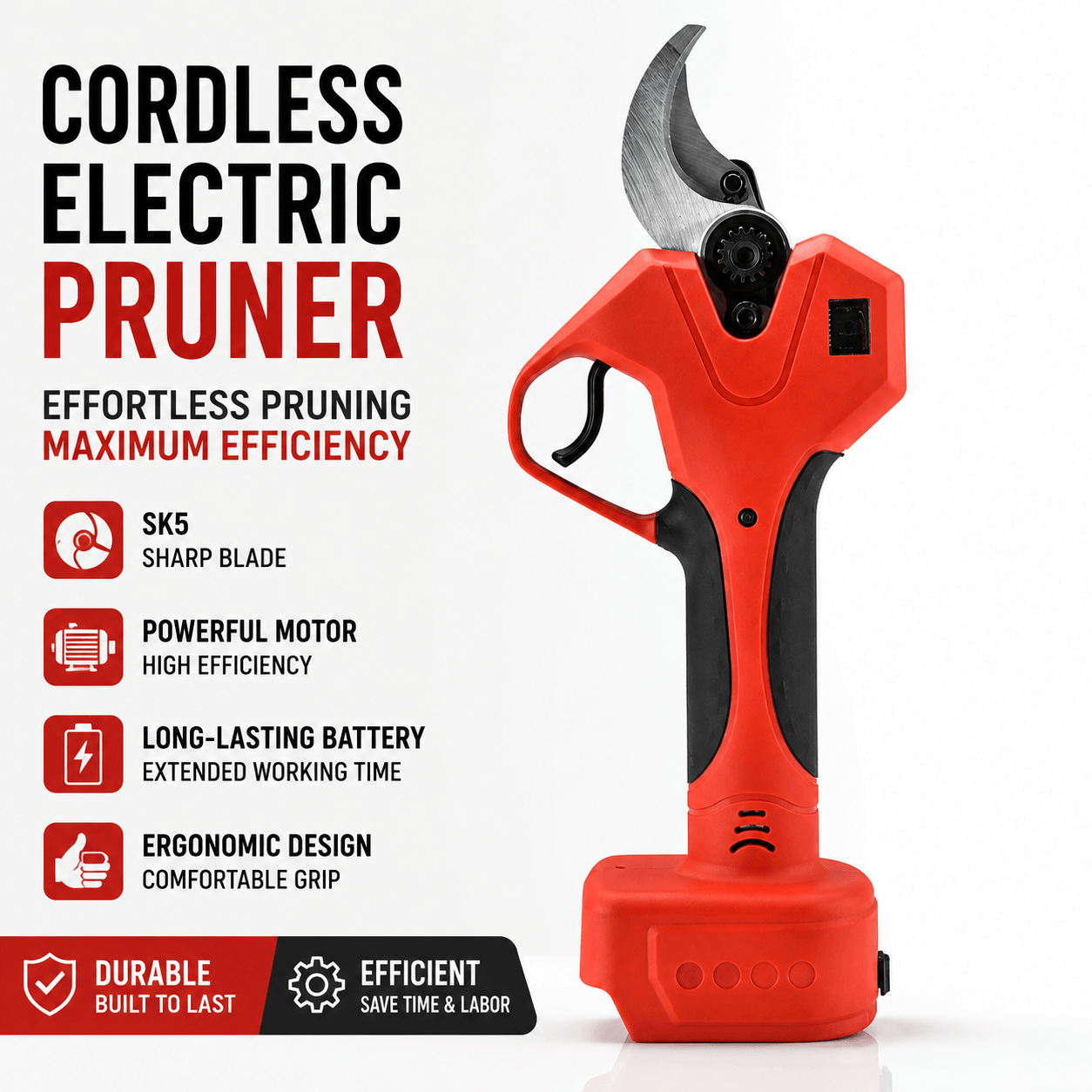 2.5CM Cordless Electric Pruning Shear with 1 Battery and 1 Charger